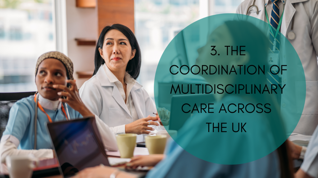 Image of doctors sitting at a table to denote the coordination of multidisciplinary care across the UK