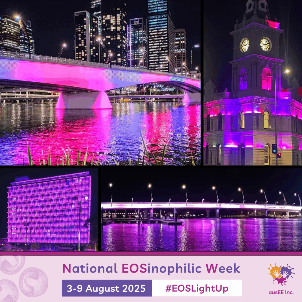 Landmarks across Australia and New Zealand light up pink and purple to raise awareness during National Eosinophilic Week