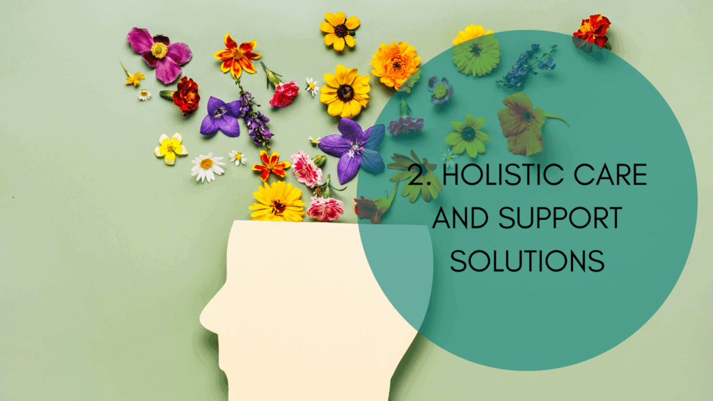 Image of a cardboard head with flowers coming out to denote mental health/holistic support