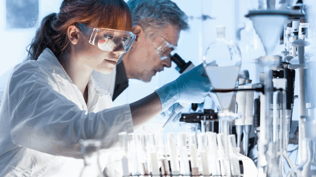 Image of two scientists working in a lab