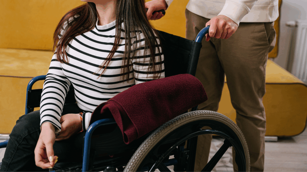 Photo of a young girl in a wheelchair