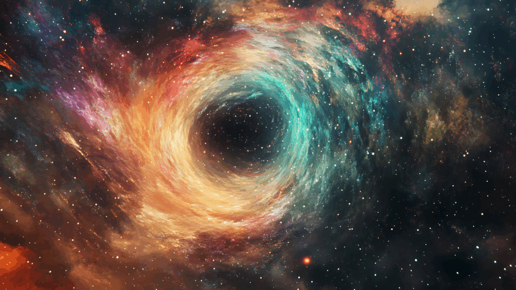 Image of a black hole in space