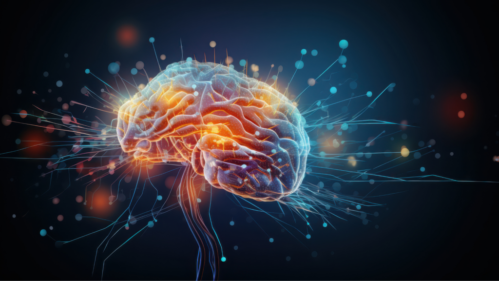 Image of a brain with brain waves