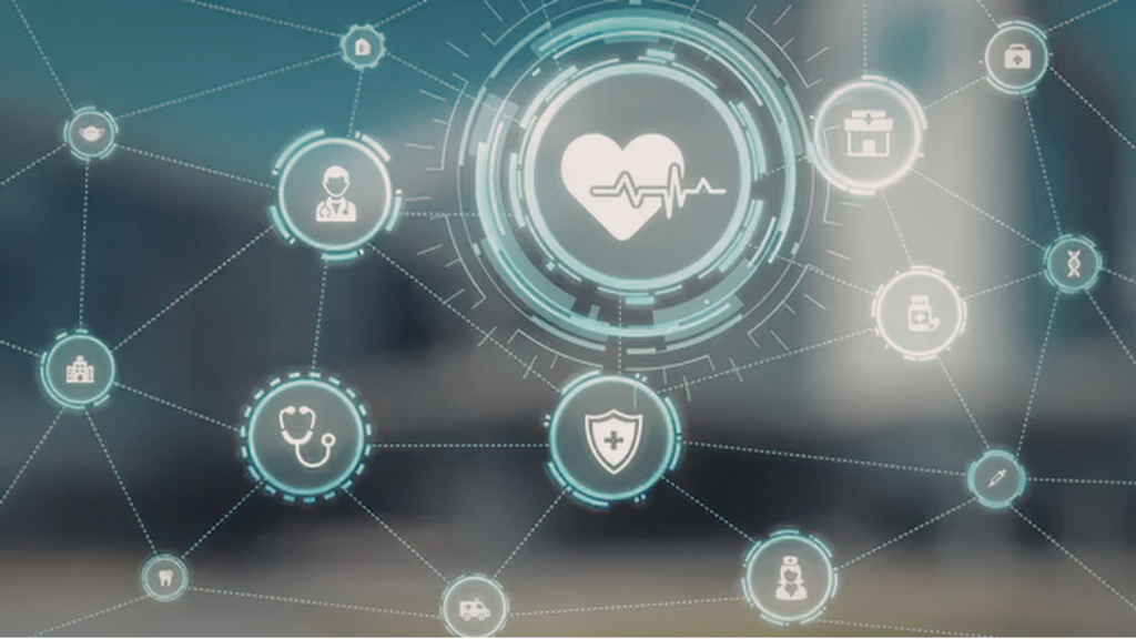 Photo of connecting healthcare icons to denote shared healthcare data