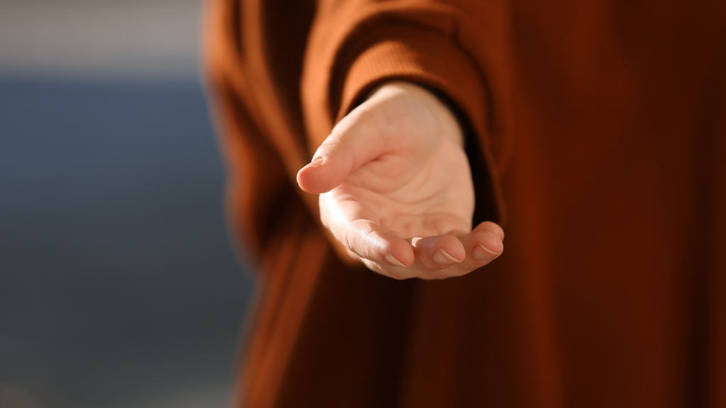 Photo of a hand reaching out to denote human support.