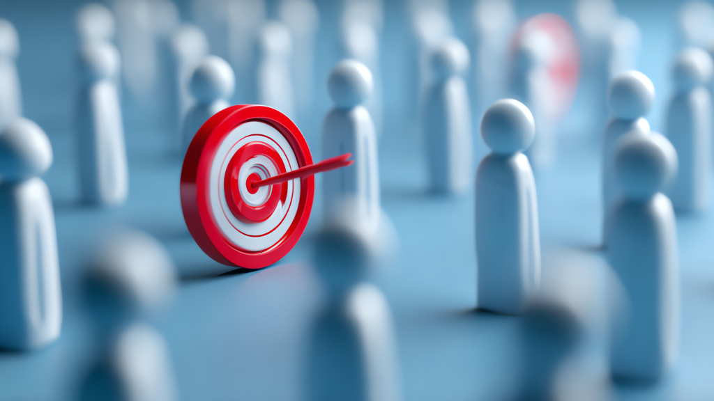 Photo of small icons to indicate many people and a target in the middle to denote targeted treatment