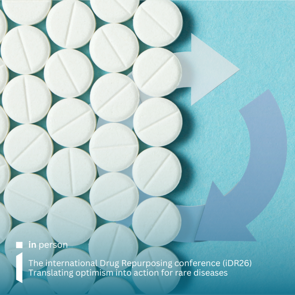 Photo of tablets with a recycling symbol behind to denote drug repurposing