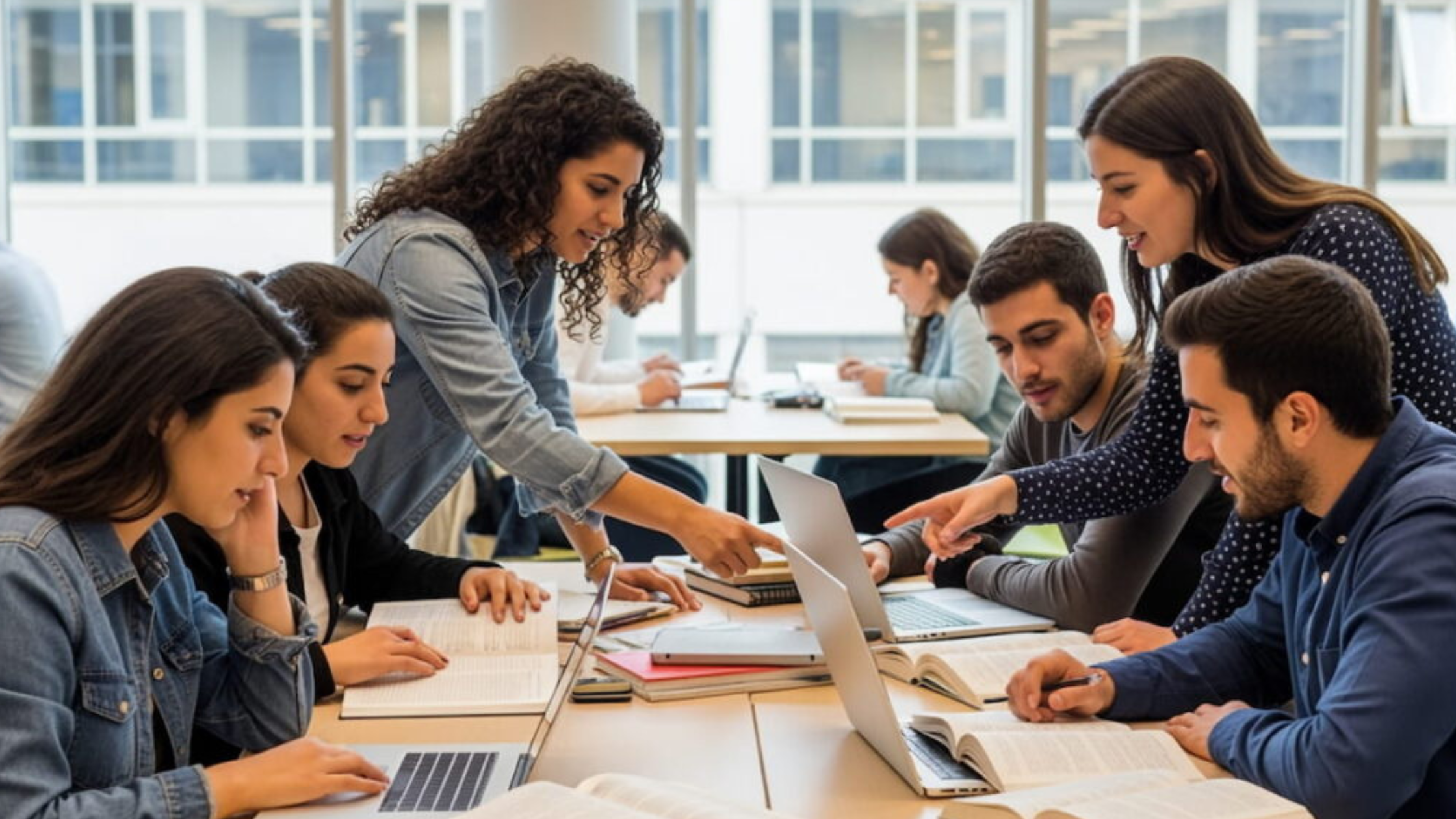 Image of young people working together on a project