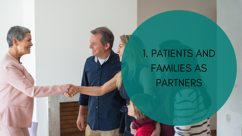 Photo of a professional shaking hands with a family